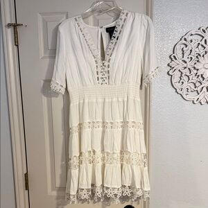 B Darlin Cream Lace Midi Dress